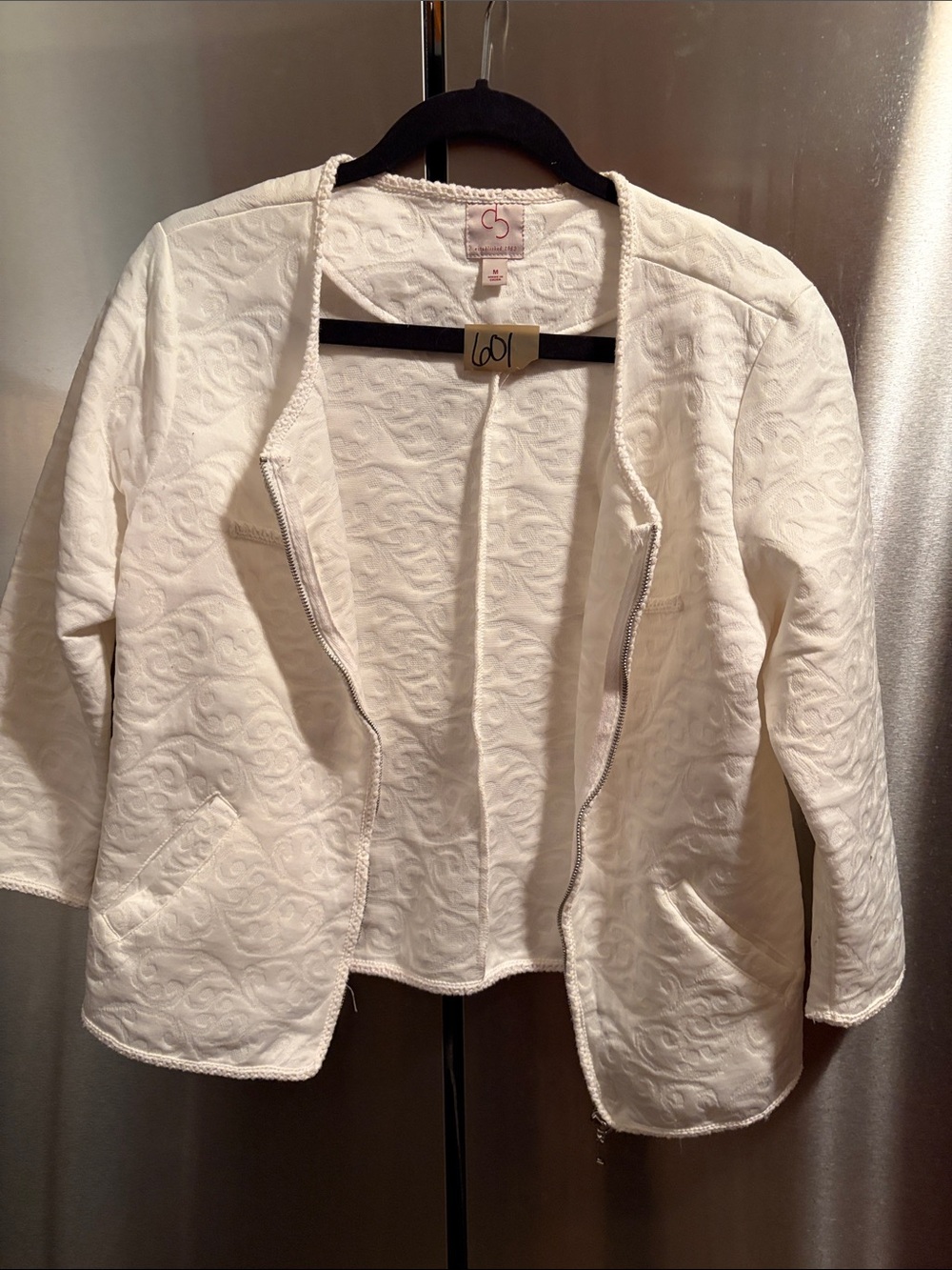 Textured Open-Front Ivory Jacket